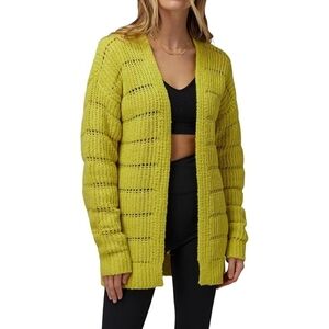 Women's Open Knit Cardigan Sweater - Yellow